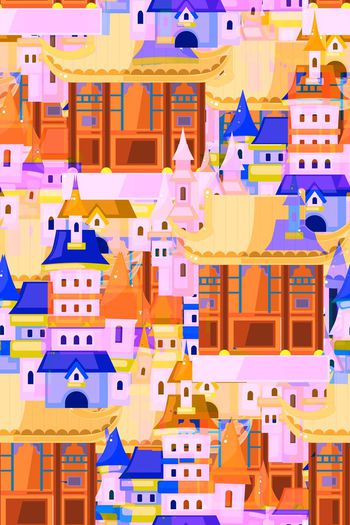 560860-中式西式炫彩建筑组合