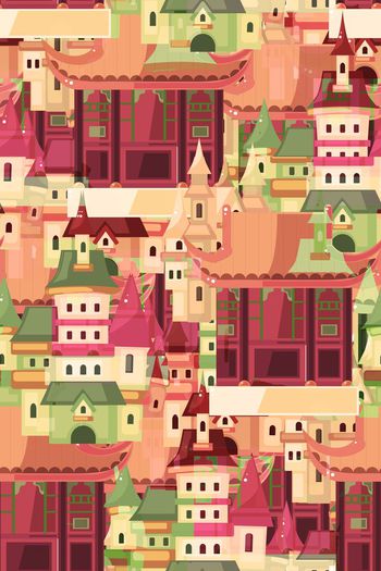 560861-中式西式炫彩建筑组合