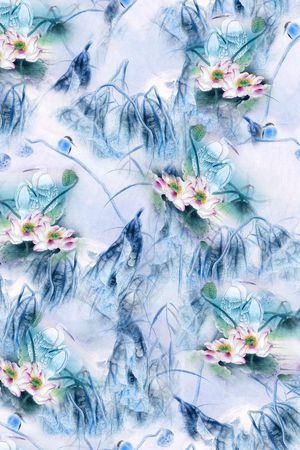 中国风 水墨印花华亿平台图片