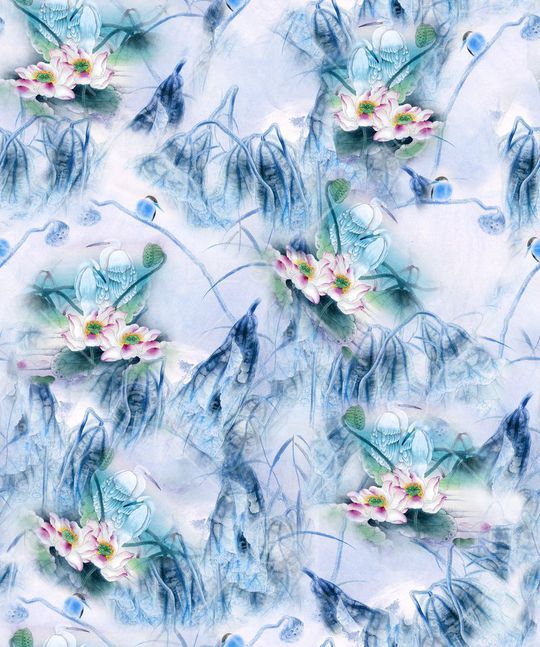 中国风 水墨印花华亿平台图片