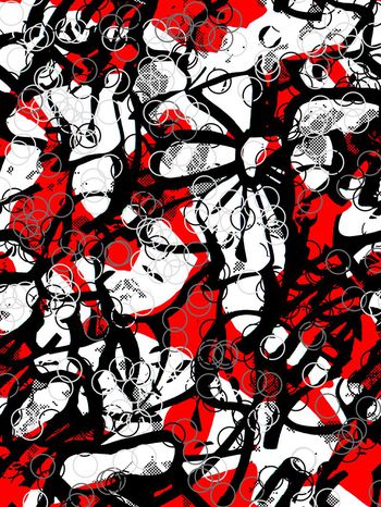 561035-简约抽象花卉圆环网格棋格组合女装连