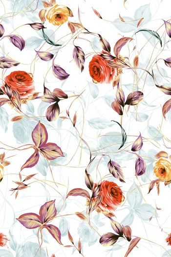 561183-时尚 简约 清新 花卉 满版 数码