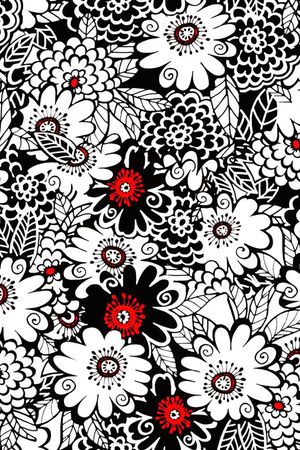 休闲时尚 抽象花卉 黑白 简约印花华亿平台图片