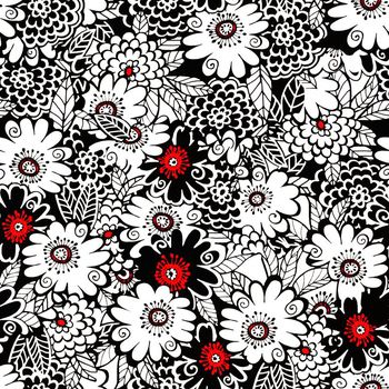 休闲时尚 抽象花卉 黑白 简约印花华亿平台图片