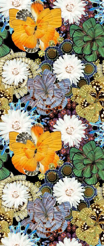 561259-欧美流行时尚抽象风格手绘螺旋蝴蝶花