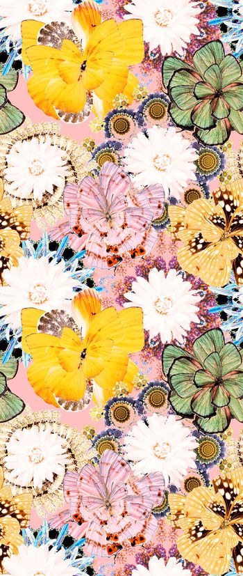 561260-欧美流行时尚抽象风格手绘螺旋蝴蝶花