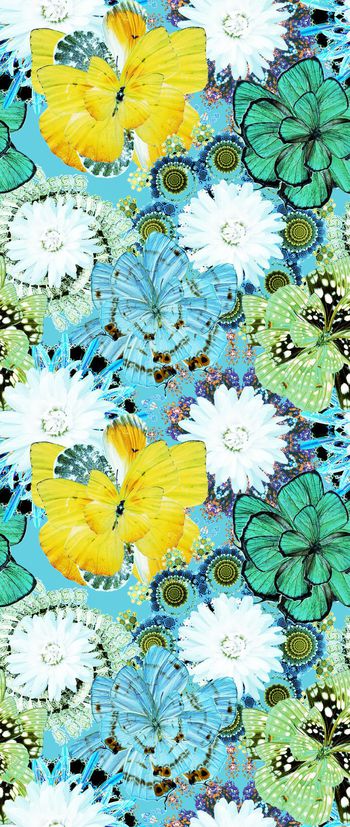 561261-欧美流行时尚抽象风格手绘螺旋蝴蝶花