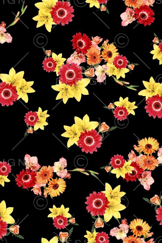 现代花卉印花华亿平台图片