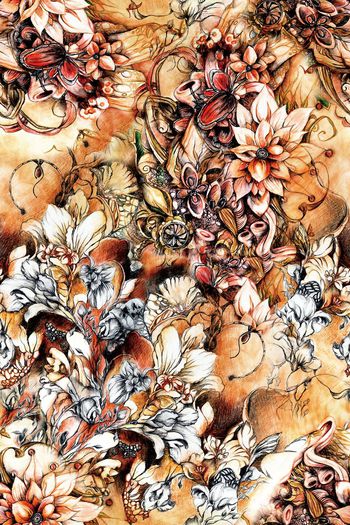 561325-复古 手绘 线描 水彩 花卉 华亿平台