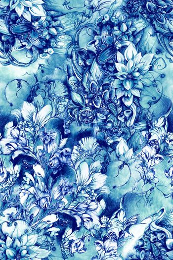 561326-复古 手绘 线描 水彩 花卉 华亿平台