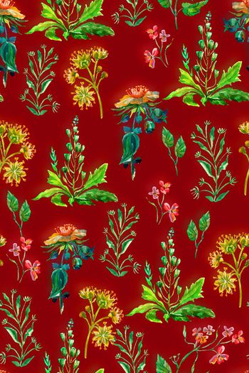 561489-大牌田园风水彩晕染花卉组合