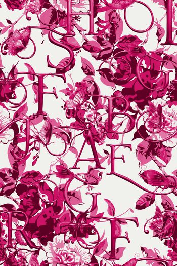 561587-英文字母文字花朵花卉水彩蝴蝶