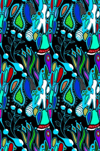 561737-cp纯手绘原创抽象装饰图形女针织衫