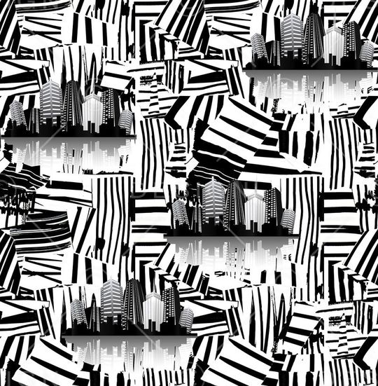 黑白几何印花华亿平台图片