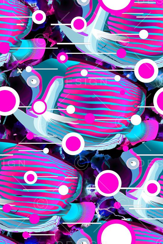 热带鱼印花华亿平台图片