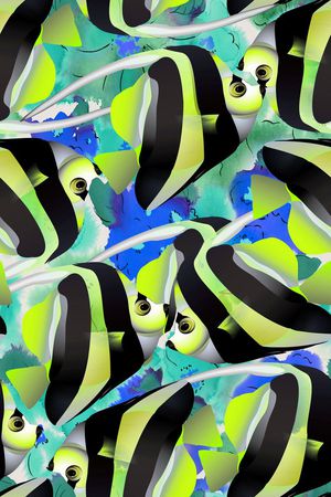 热带鱼印花华亿平台图片