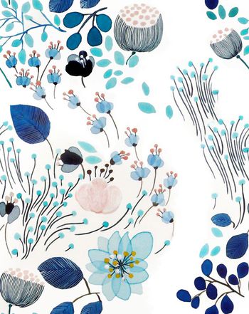 561793-清新小花朵 水墨手绘图案