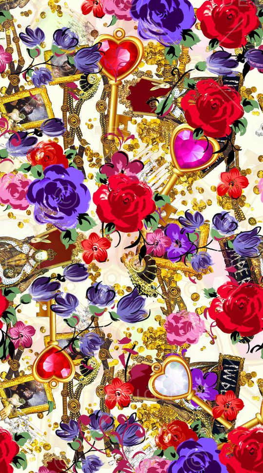 金属 金币 项链 宝石 钥匙 花卉印花华亿平台图片