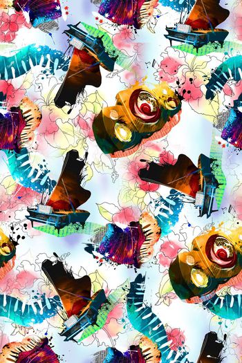 561868-音乐钢琴手风情音乐符号