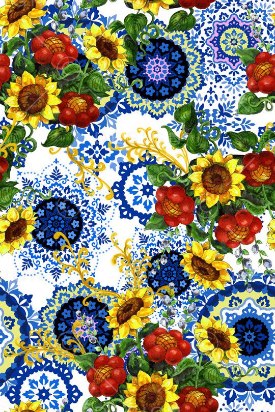 向日葵印花华亿平台图片