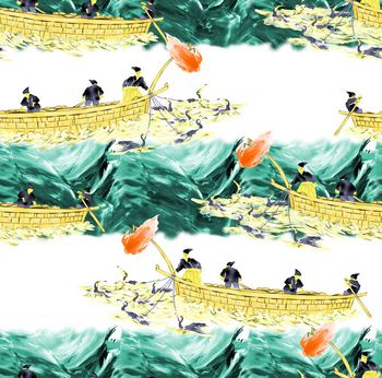 561954-时尚潮流抽象中国风绘画航海花卉