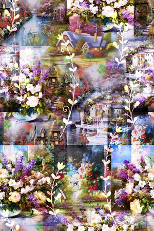 风景油画印花华亿平台图片