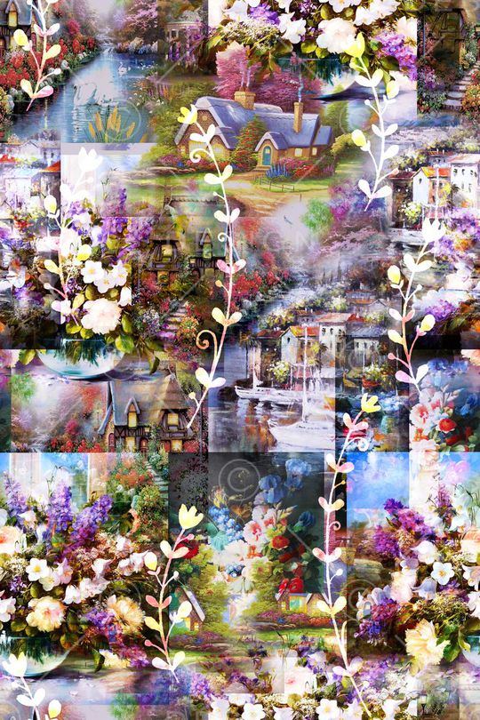 风景油画印花华亿平台图片