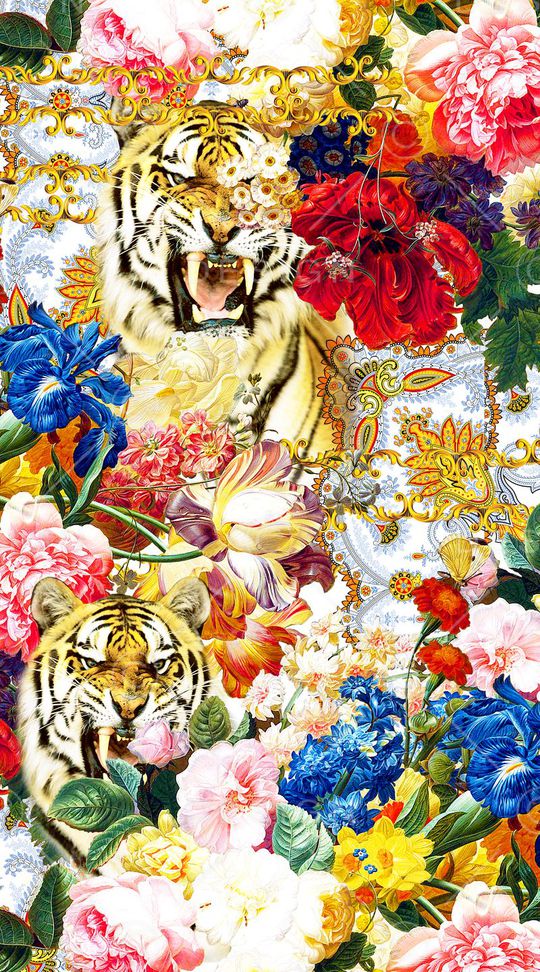 花纹 老虎 花卉印花华亿平台图片