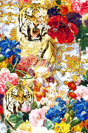 花纹 老虎 花卉印花华亿平台图片