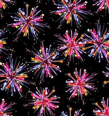 562389-时尚潮流绽放多彩水彩烟花花卉