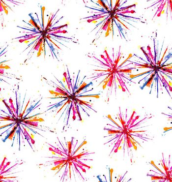 562390-时尚潮流绽放多彩水彩烟花花卉