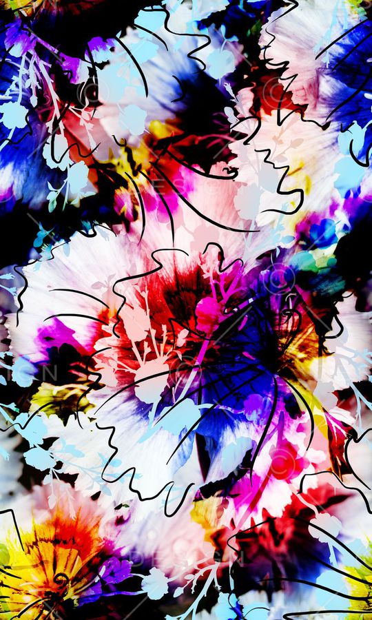 抽象花卉印花华亿平台图片