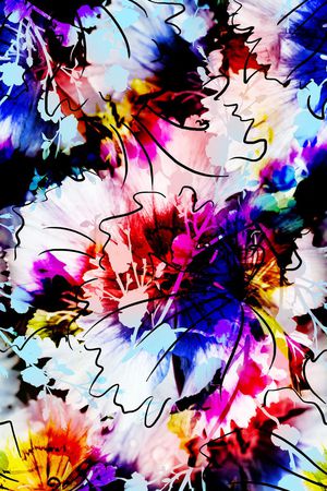 抽象花卉印花华亿平台图片