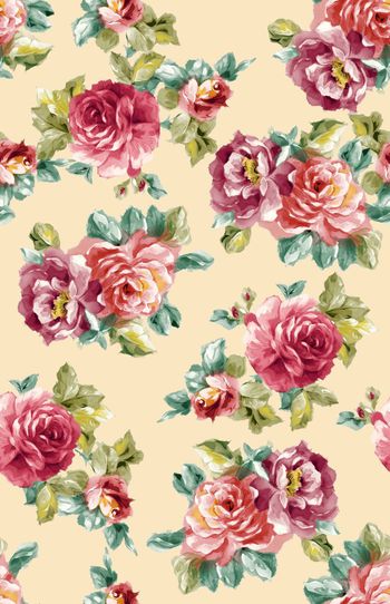 562884-手绘水彩撕边玫瑰花女装匹布 