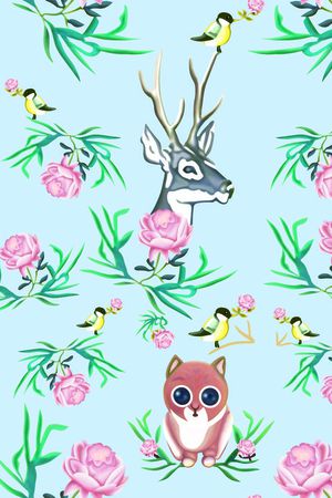 抽象花卉印花华亿平台图片