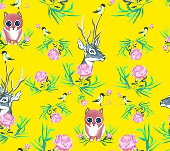 563028-抽象花卉 手绘花  抽象动物