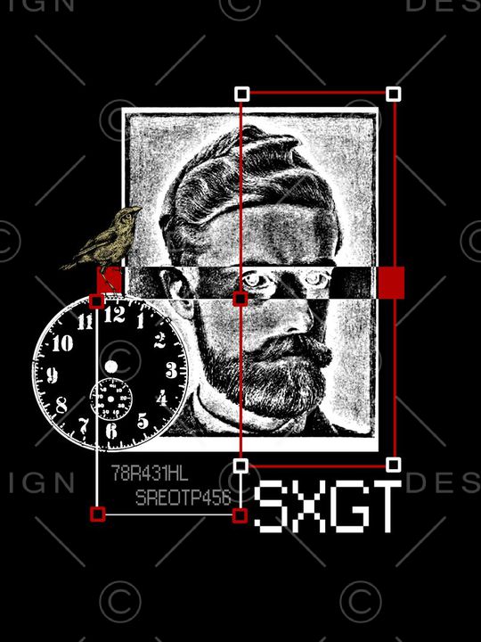 抽象男装图案印花华亿平台图片