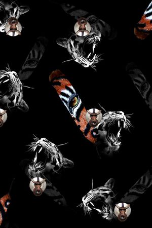 抽象男装图案印花华亿平台图片