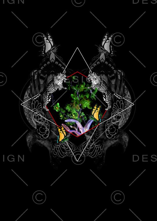 抽象男装图案印花华亿平台图片