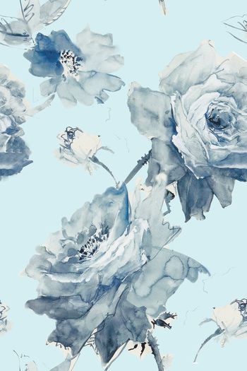 563487-时尚清新蓝色花卉组合