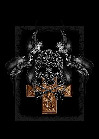 563492-复古骷髅头位定男装图案