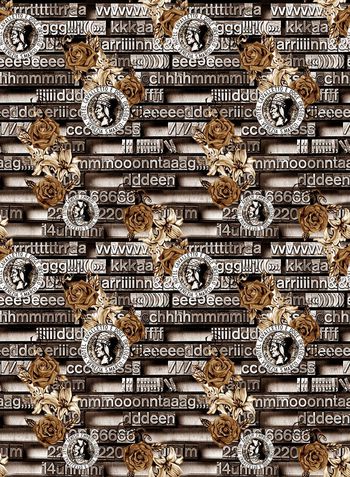 563524-复古金属字体纹理金币花卉男装图案