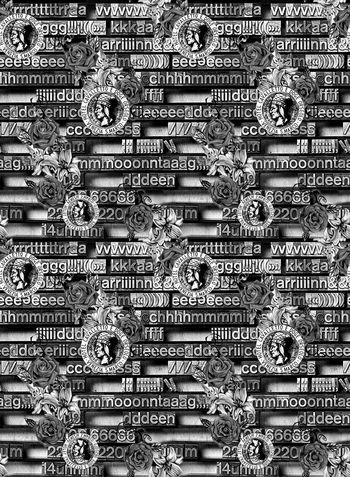 563526-复古金属字体纹理金币花卉男装图案