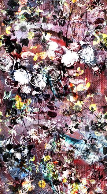 563709-抽象 油画 花卉 渐变 肌理 色彩