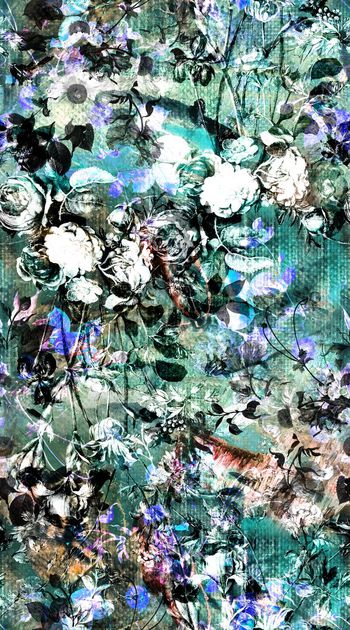563711-抽象 油画 花卉 渐变 肌理 色彩