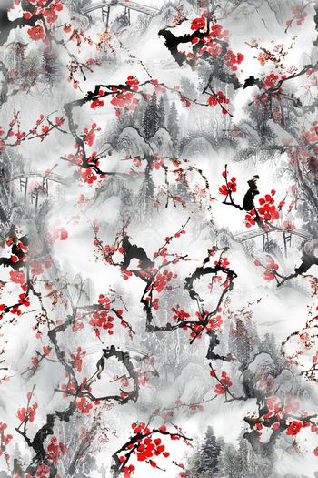 中国风印花华亿平台图片