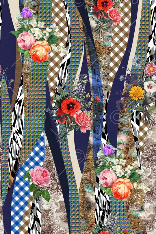 几何组合印花华亿平台图片