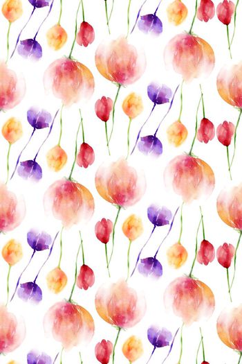 564070-时尚中国风水墨淡雅花卉组合女装连衣