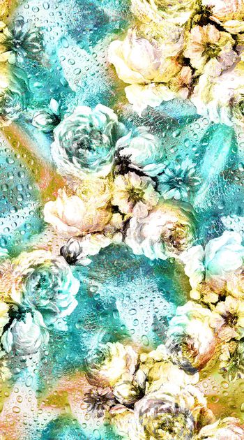 564095-抽象 时尚 水珠底纹  油画 花卉