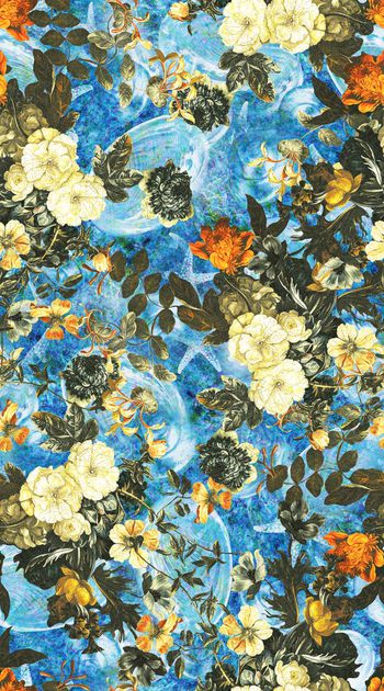 564106-抽象 时尚 欧式底纹 油画 花卉组